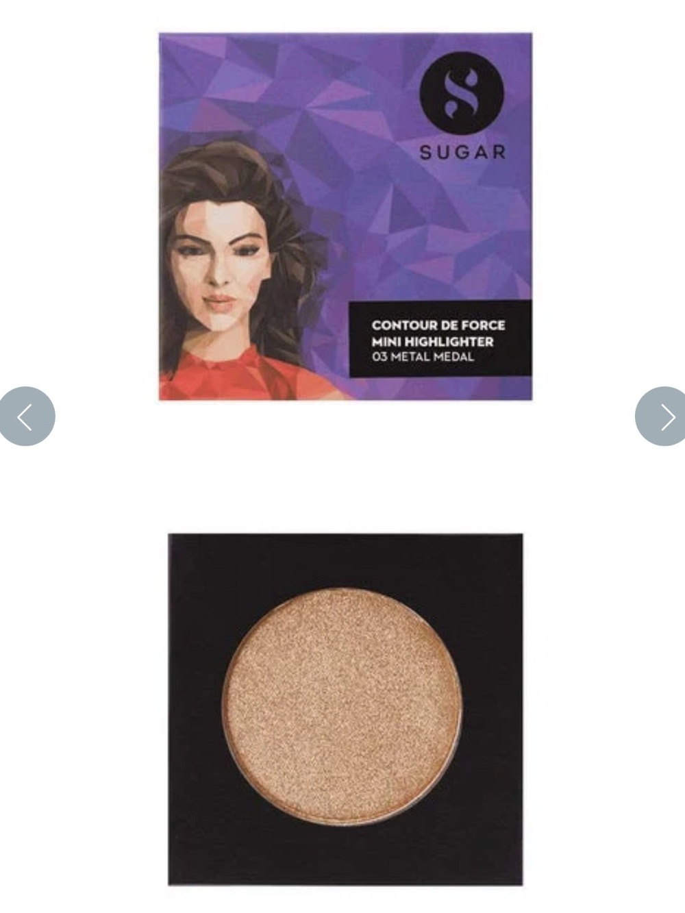 SUGAR Cosmetics Contour De Force Mini Highlighter 4g 03 Metal Medal BRAND NEW